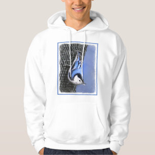 White-Breasted Nuthatch Painting Original Bird Art Hoodie