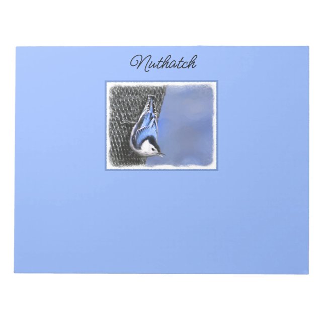 White-Breasted Nuthatch Painting Original Bird Art Notepad (Front)