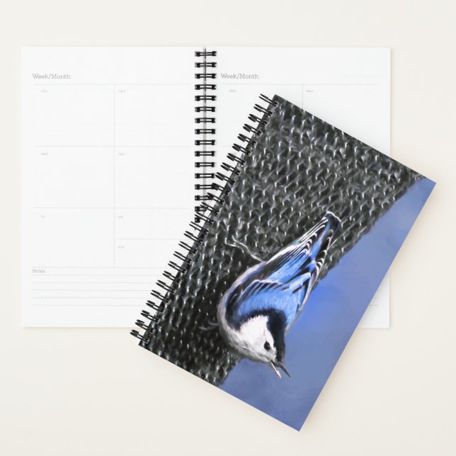 White-Breasted Nuthatch Painting Original Bird Art Planner (Display)