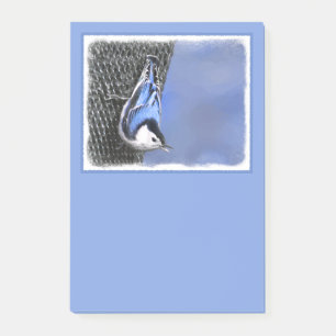 White-Breasted Nuthatch Painting Original Bird Art Post-it Notes