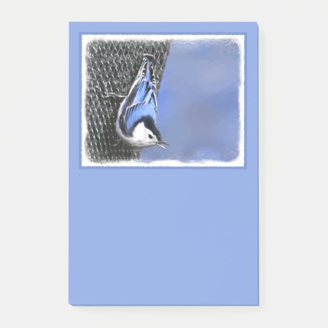 White-Breasted Nuthatch Painting Original Bird Art Post-it Notes (Front)