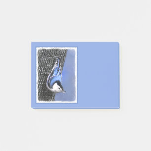 White-Breasted Nuthatch Painting Original Bird Art Post-it Notes