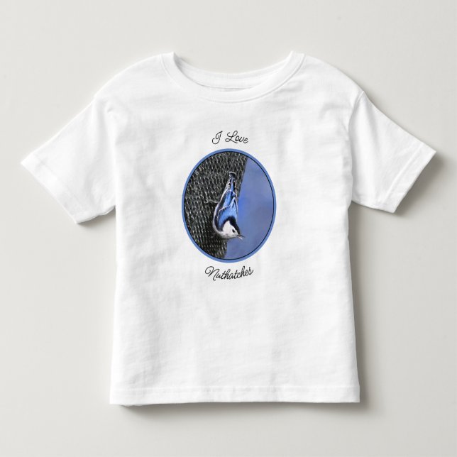 White-Breasted Nuthatch Painting Original Bird Art Toddler T-Shirt (Front)