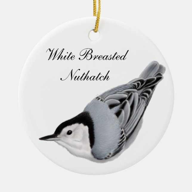 White Breasted Nuthatch Wild Bird Ornament (Front)