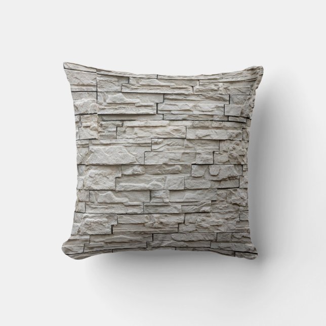 White brick wall pattern texture cushion (Front)