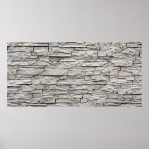White brick wall pattern texture poster