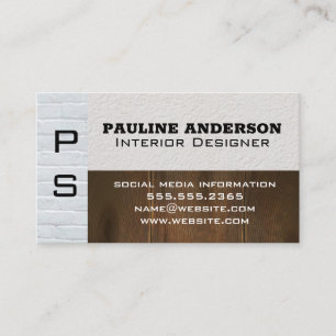 White Brick Wall   Wooden Boards Business Card