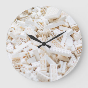 white bricks large clock