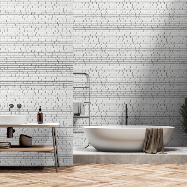 White Bricks Seamless Patterns Rustic Elegant Cool Wallpaper (Bathroom)