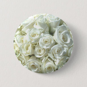 White Bridal Bouquet Button - Customisable