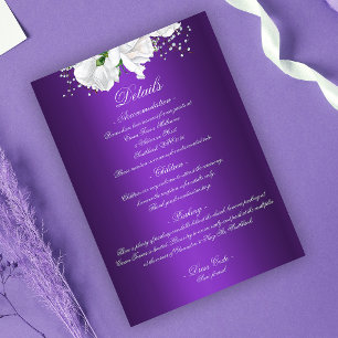 White Bridal Bouquet Purple Wedding Enclosure Card