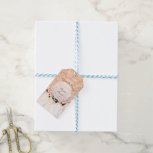 White Bridal Dress with Roses Wedding Gift Tags