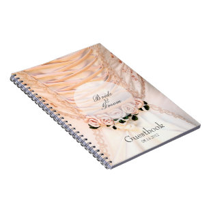 White Bridal Dress with Roses Wedding guest book
