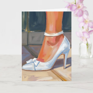 White Bridal Heels Wedding Card