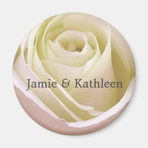 White bridal rose magnet