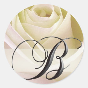 White Bridal Rose Monogram Sticker Initial B