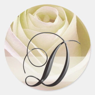 White Bridal Rose Monogram Sticker Initial D