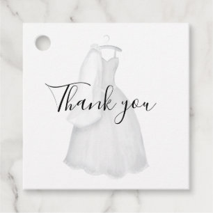 White Bridal Shower Thank You Favour Wedding Dress Tags