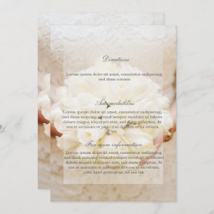 White Bridal Wedding Flower Bouquet Directions Invitation