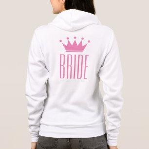 White bride hoodie with pink crown design