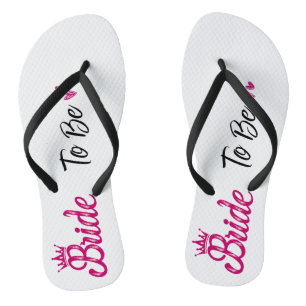 white "Bride to be" with pink crown Jandals