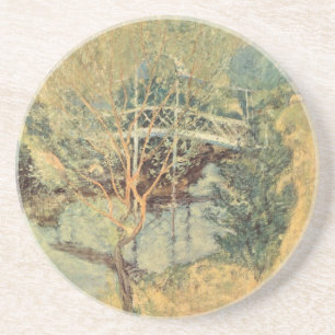 White Bridge by Twachtman, Vintage Impressionism Coaster