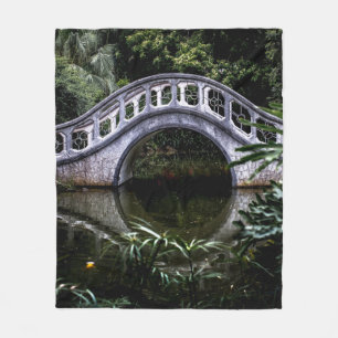 WHITE BRIDGE SURROUNDED BY TREES FLEECE BLANKET