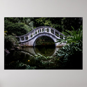 WHITE BRIDGE SURROUNDED BY TREES POSTER