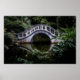WHITE BRIDGE SURROUNDED BY TREES POSTER