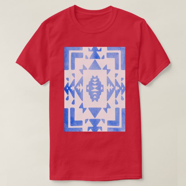 White Bright Blue Light Blue Ombre Native American T-Shirt (Design Front)