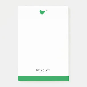 White & Bright Green Bird w/ Border, Name Post-it Notes