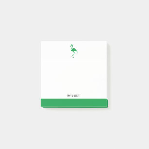 White & Bright Green Flamingo & Border with Name Post-it Notes