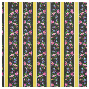 White, bright yellow/folk flowers/stripe(2)black fabric