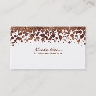White & Bronze Confetti Dots Glamour Shimmer Business Card