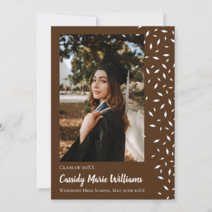 White Brown Confetti Graduation Announcement