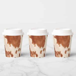 White Brown Cowhide Animal Print Paper Cups