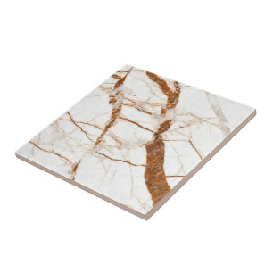 White Brown Faux Marble Stone Ceramic Tile