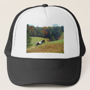 White & Brown horse, Autumn pond Trucker Hat