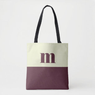 White & brown initial personalised tote bag