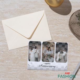 White & Brown Minimalist Photo Anniversay Card