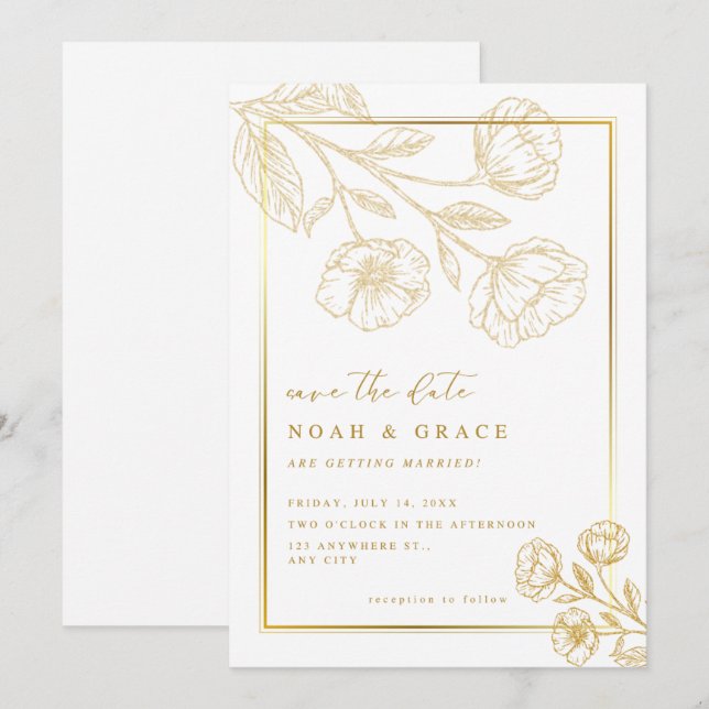 White Brown Modern Save The Date Invitation (Front/Back)