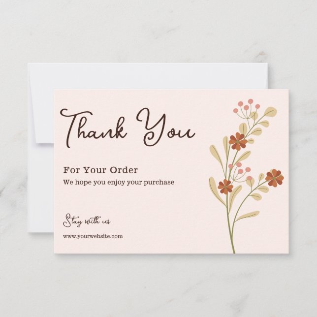 White Brown Modern Thank You For Your Order Card (Front)