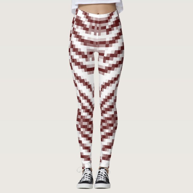 White brown mosaic pattern "Ratti_Creative_Arts" Leggings (Front)