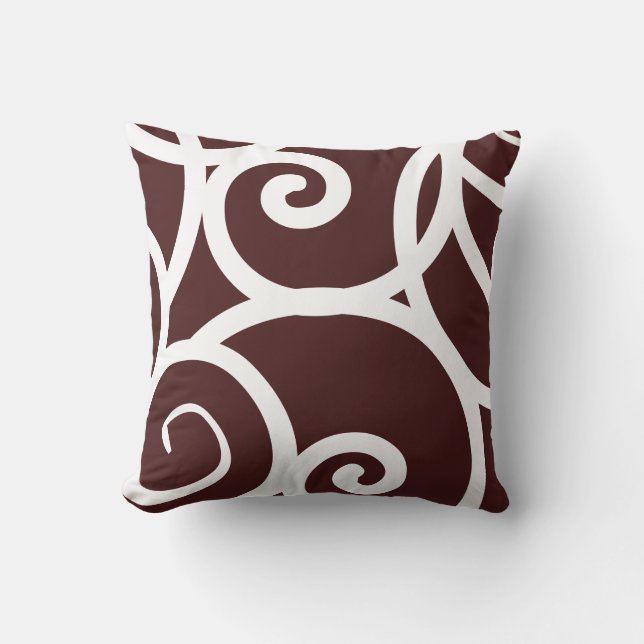 white + brown outdoor or indoor abstract pattern cushion (Front)