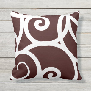 white + brown outdoor or indoor abstract pattern cushion