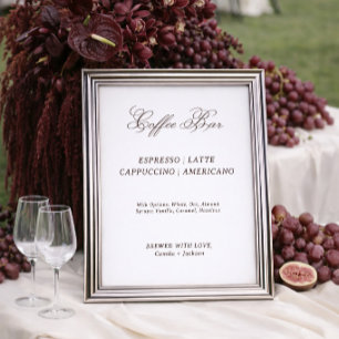 White & Brown Wedding Coffee Bar Poster