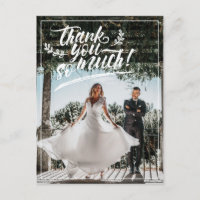 White Brush Script Twigs Thank You Wedding Photo