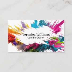 White Brush Stroke   Colourful Powder Business Card