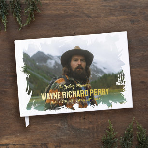 White Brush Stroke Photo In Loving Memory Memorial Guest Book