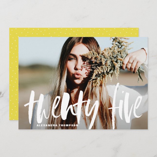 White Brush Typography Graduation Invitation II (Front/Back)